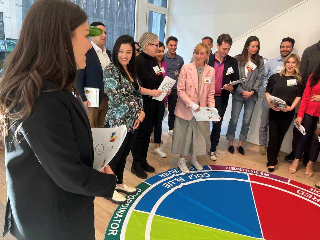 A team sharing their Insights Discovery results.